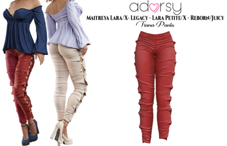 Second Life Marketplace - adorsy - Tiana Pants Deep Red - Maitreya/Lara